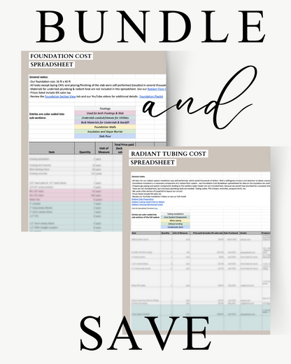 Foundation &amp; Radiant Floor Spreadsheet Bundle