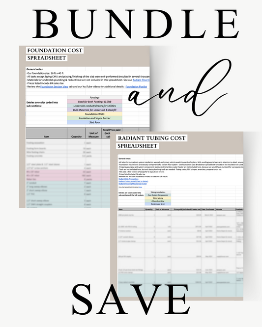 Foundation & Radiant Floor Spreadsheet Bundle